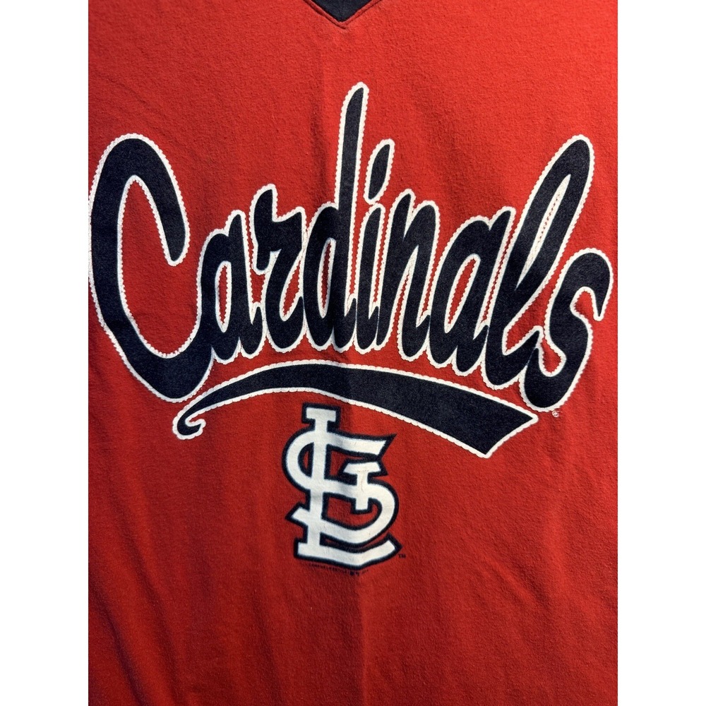 St. Louis Cardinals Womens Large Red Short Sleeve Raglan Sleeve V Neck - Picture 2 of 16